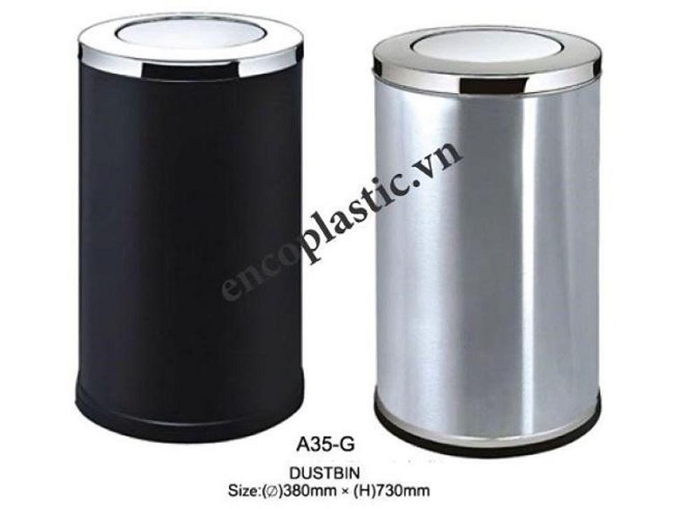 Thân thùng rác Inox có nắp lật được làm từ Inox 304 có độ bền cao.