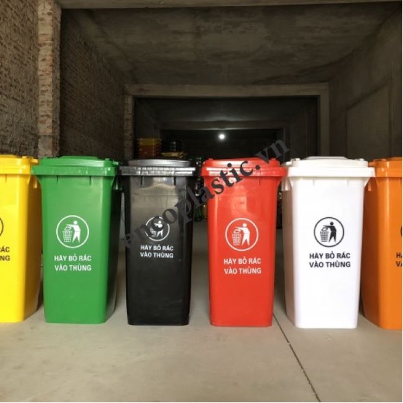 Thùng rác nhựa HDPE 120l ENCO có dung tích chứa rác lớn chứa được nhiều loại rác thải.