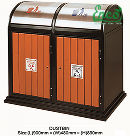 Thùng rác Inox giả gỗ ngoài trời 