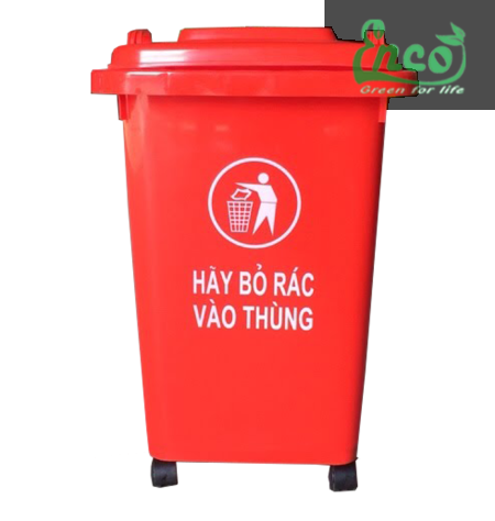 Thùng rác HDPE 60L bánh xe