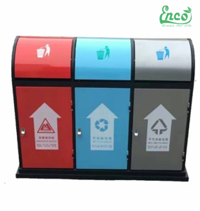 Thùng rác ngoài trời ba ngăn